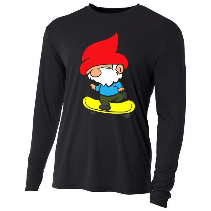 Gnome On Skateboard Cute Gnome Skateboarding Premium Cooling Performance Long Sleeve Crew