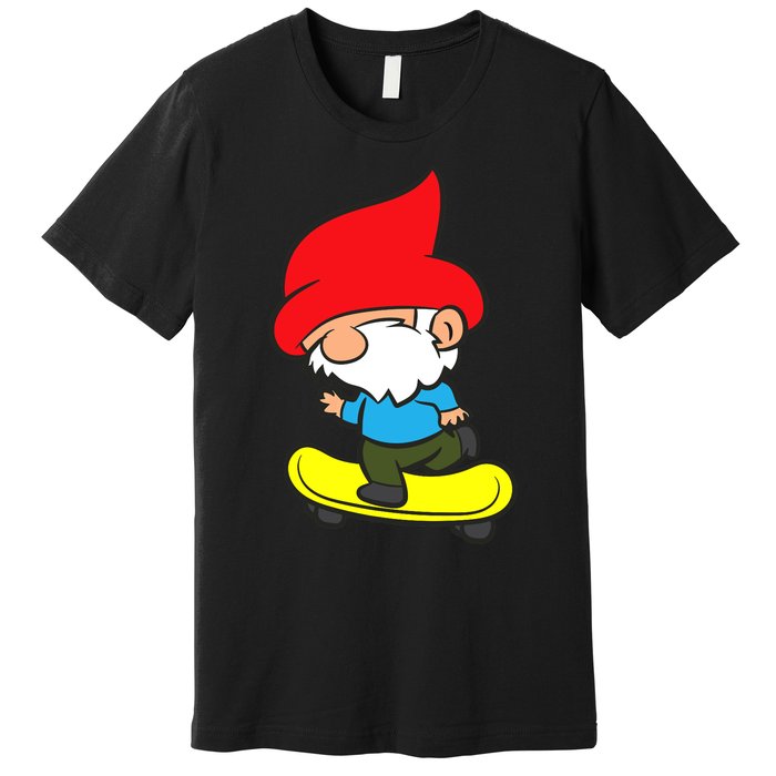 Gnome On Skateboard Cute Gnome Skateboarding Premium Premium T-Shirt