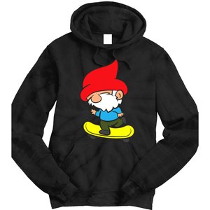 Gnome On Skateboard Cute Gnome Skateboarding Premium Tie Dye Hoodie