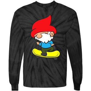 Gnome On Skateboard Cute Gnome Skateboarding Premium Tie-Dye Long Sleeve Shirt