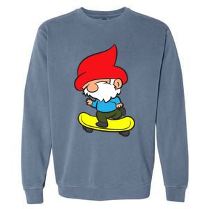 Gnome On Skateboard Cute Gnome Skateboarding Premium Garment-Dyed Sweatshirt