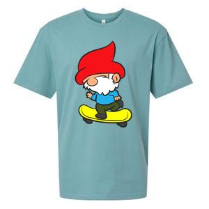 Gnome On Skateboard Cute Gnome Skateboarding Premium Sueded Cloud Jersey T-Shirt