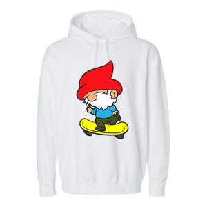 Gnome On Skateboard Cute Gnome Skateboarding Premium Garment-Dyed Fleece Hoodie