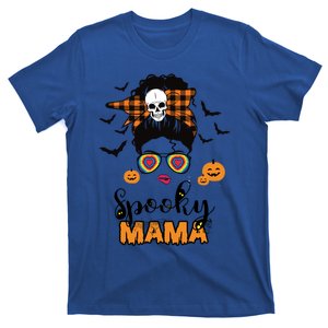 Groovy One Spooky Mama Messy Bun For Halloween Momster Gift T-Shirt