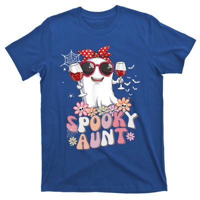 Groovy One Spooky Aunt Retro Ghost Witch Mom Halloween Gift T-Shirt