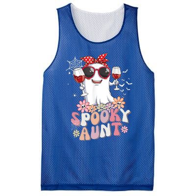 Groovy One Spooky Aunt Retro Ghost Witch Mom Halloween Gift Mesh Reversible Basketball Jersey Tank