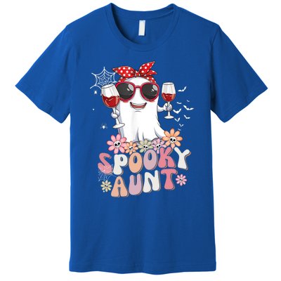 Groovy One Spooky Aunt Retro Ghost Witch Mom Halloween Gift Premium T-Shirt