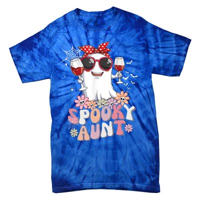 Groovy One Spooky Aunt Retro Ghost Witch Mom Halloween Gift Tie-Dye T-Shirt