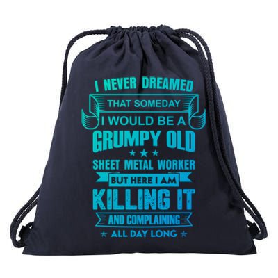 Grumpy Old Sheet Metal Worker Funny Union Sheet Metal Worker Gift Drawstring Bag