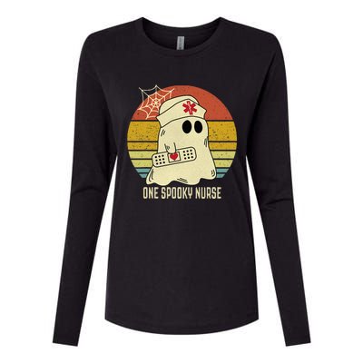 Ghosts One Spooky Nurse Halloween Nurse Fall Scrub RN Womens Cotton Relaxed Long Sleeve T-Shirt