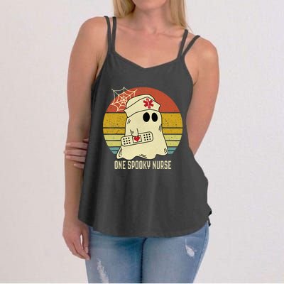 Ghosts One Spooky Nurse Halloween Nurse Fall Scrub RN Women's Strappy Tank