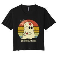 Ghosts One Spooky Nurse Halloween Nurse Fall Scrub RN Women's Crop Top Tee