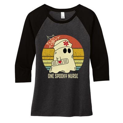 Ghosts One Spooky Nurse Halloween Nurse Fall Scrub RN Women's Tri-Blend 3/4-Sleeve Raglan Shirt