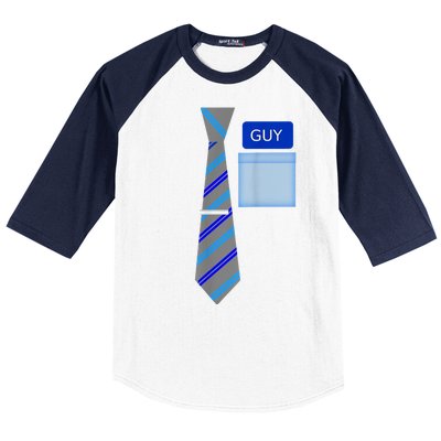 Guy Office Suit And Tie Costume Baseball Sleeve Shirt