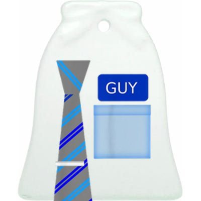 Guy Office Suit And Tie Costume Ceramic Bell Ornament