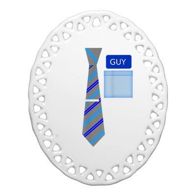 Guy Office Suit And Tie Costume Ceramic Oval Ornament