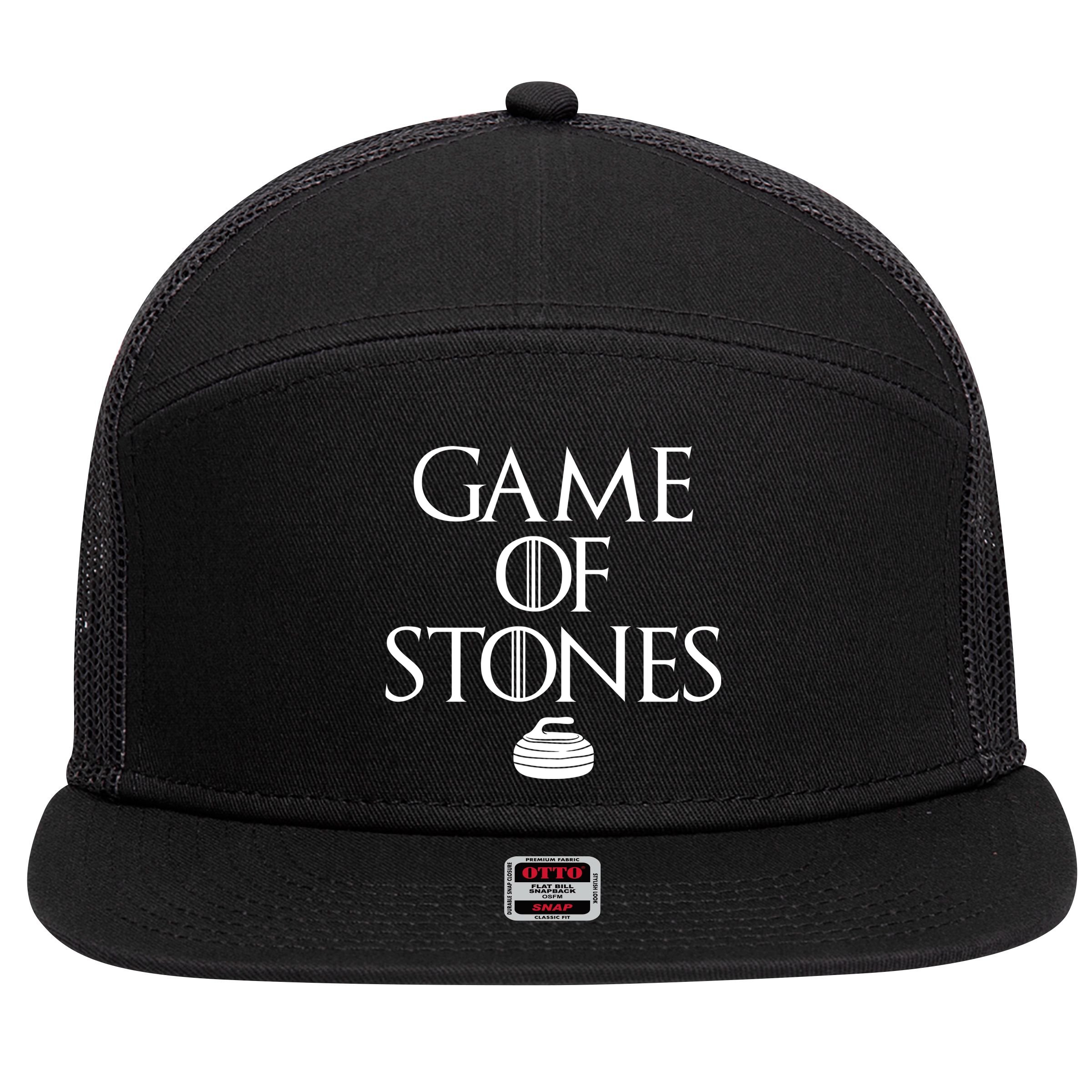 Game Of Stones Curler Parody 7 Panel Mesh Trucker Snapback Hat