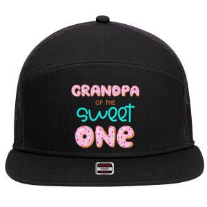 Grandpa of Sweet One First Birthday Matching Family Donut 7 Panel Mesh Trucker Snapback Hat