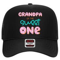 Grandpa of Sweet One First Birthday Matching Family Donut High Crown Mesh Back Trucker Hat