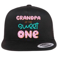 Grandpa of Sweet One First Birthday Matching Family Donut Flat Bill Trucker Hat