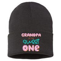 Grandpa of Sweet One First Birthday Matching Family Donut Sustainable Knit Beanie