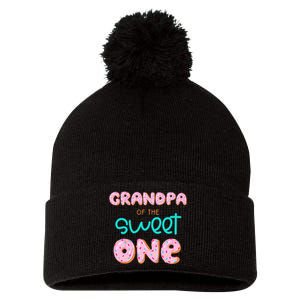 Grandpa of Sweet One First Birthday Matching Family Donut Pom Pom 12in Knit Beanie