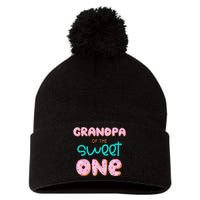 Grandpa of Sweet One First Birthday Matching Family Donut Pom Pom 12in Knit Beanie