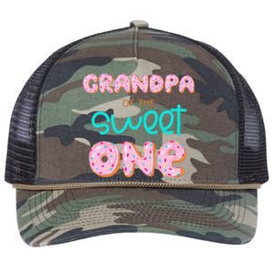 Grandpa of Sweet One First Birthday Matching Family Donut Retro Rope Trucker Hat Cap