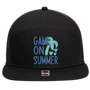 Game On Summer Beach Retro Tropical Summer Cool Gift 7 Panel Mesh Trucker Snapback Hat