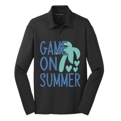 Game On Summer Beach Retro Tropical Summer Cool Gift Silk Touch Performance Long Sleeve Polo