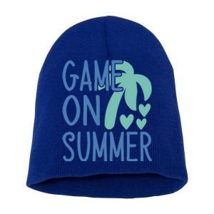 Game On Summer Beach Retro Tropical Summer Cool Gift Short Acrylic Beanie