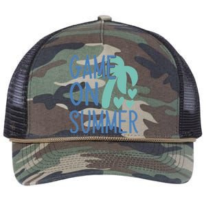 Game On Summer Beach Retro Tropical Summer Cool Gift Retro Rope Trucker Hat Cap