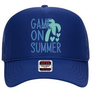 Game On Summer Beach Retro Tropical Summer Cool Gift High Crown Mesh Back Trucker Hat