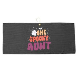 Groovy One Spooky Aunt Boo Ghost Halloween Pumpkin Gift Large Microfiber Waffle Golf Towel