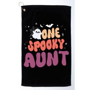 Groovy One Spooky Aunt Boo Ghost Halloween Pumpkin Gift Platinum Collection Golf Towel