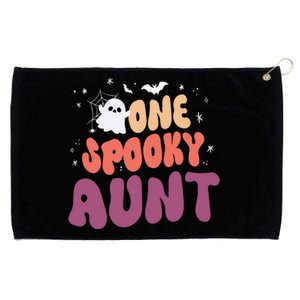 Groovy One Spooky Aunt Boo Ghost Halloween Pumpkin Gift Grommeted Golf Towel