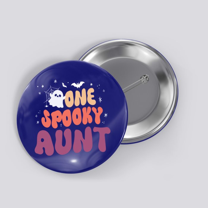 Groovy One Spooky Aunt Boo Ghost Halloween Pumpkin Gift Button