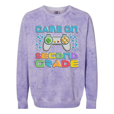 Game On Second Grade Gamers Back To School Gift Colorblast Crewneck Sweatshirt