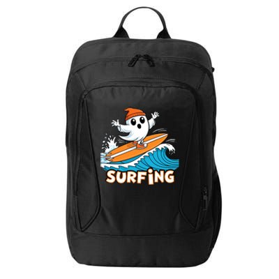 Ghost On Surfboard Funny Surfer Boy Halloween Costume City Backpack