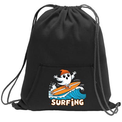 Ghost On Surfboard Funny Surfer Boy Halloween Costume Sweatshirt Cinch Pack Bag