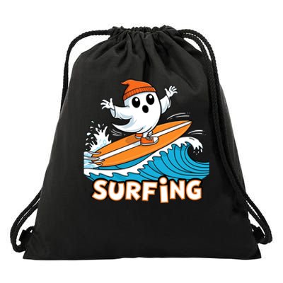 Ghost On Surfboard Funny Surfer Boy Halloween Costume Drawstring Bag