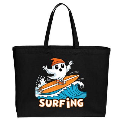 Ghost On Surfboard Funny Surfer Boy Halloween Costume Cotton Canvas Jumbo Tote