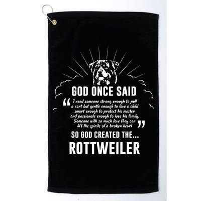 God Once Said Rottweiler Dog Gift Golf Towel