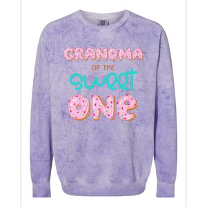 Grandma of Sweet One First Birthday Matching Family Donut Colorblast Crewneck Sweatshirt