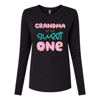 Grandma of Sweet One First Birthday Matching Family Donut Womens Cotton Relaxed Long Sleeve T-Shirt