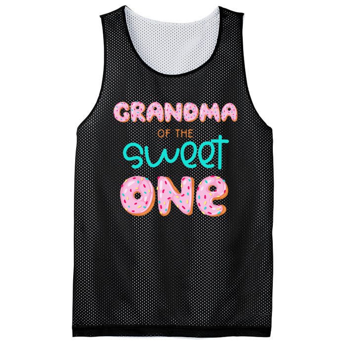 Grandma of Sweet One First Birthday Matching Family Donut Mesh Reversible Basketball Jersey Tank