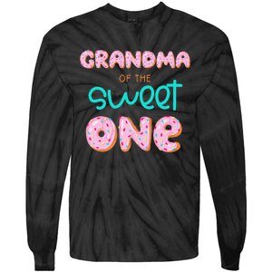 Grandma of Sweet One First Birthday Matching Family Donut Tie-Dye Long Sleeve Shirt