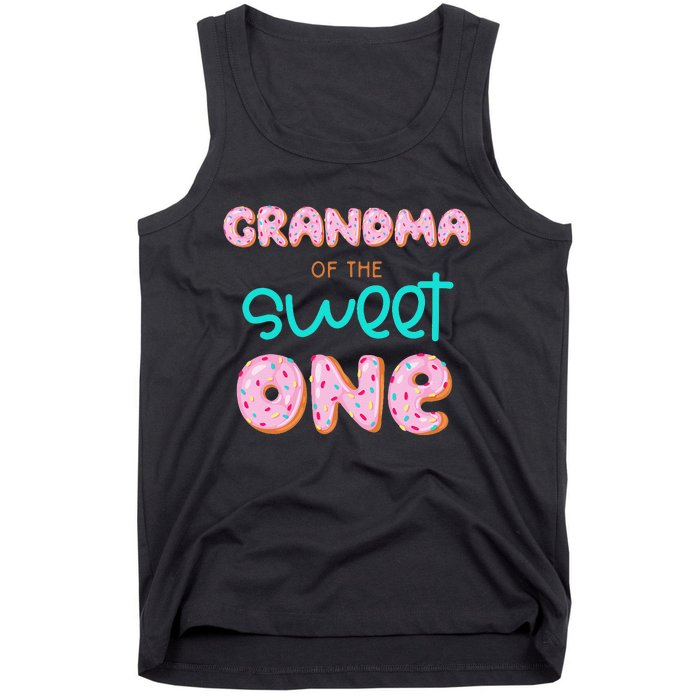 Grandma of Sweet One First Birthday Matching Family Donut Tank Top