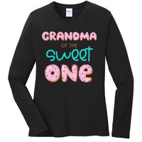 Grandma of Sweet One First Birthday Matching Family Donut Ladies Long Sleeve Shirt