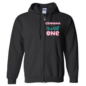 Grandma of Sweet One First Birthday Matching Family Donut Full Zip Hoodie